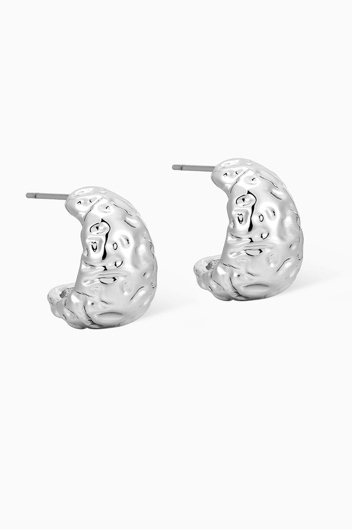 

Mini Molten Hoop Earrings in Silver-plated Brass