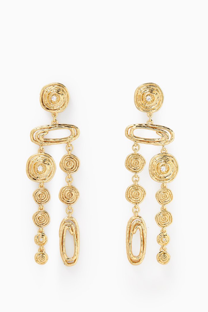

Molten Disc Statement Drop Earrings in Gold-plated Brass