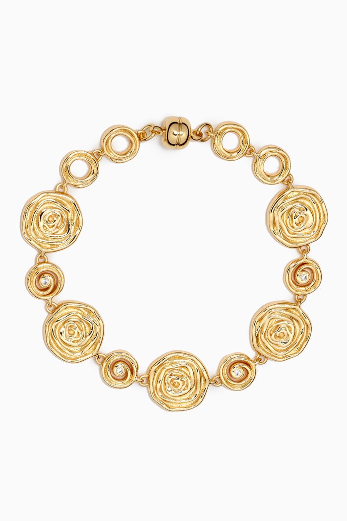Rosette Coil Link Bracelet in Gold-plated Brass