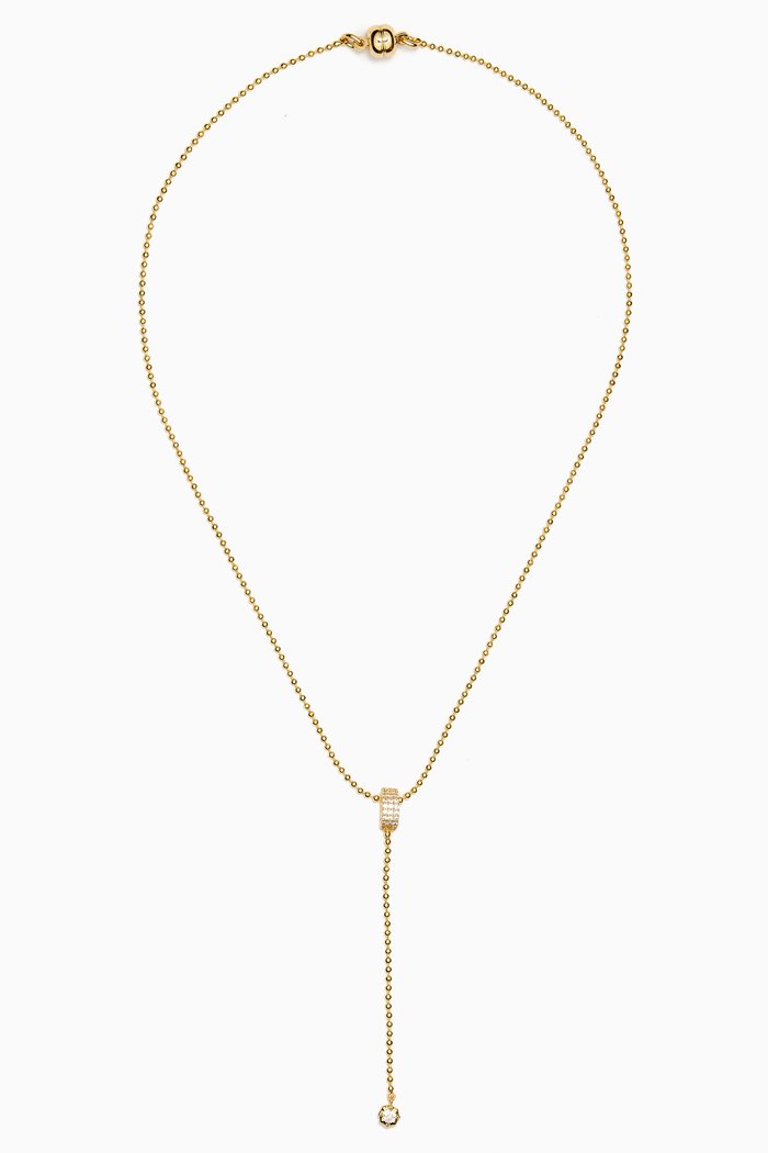 

Ball Chain Lariat Necklace in Gold-plated Brass