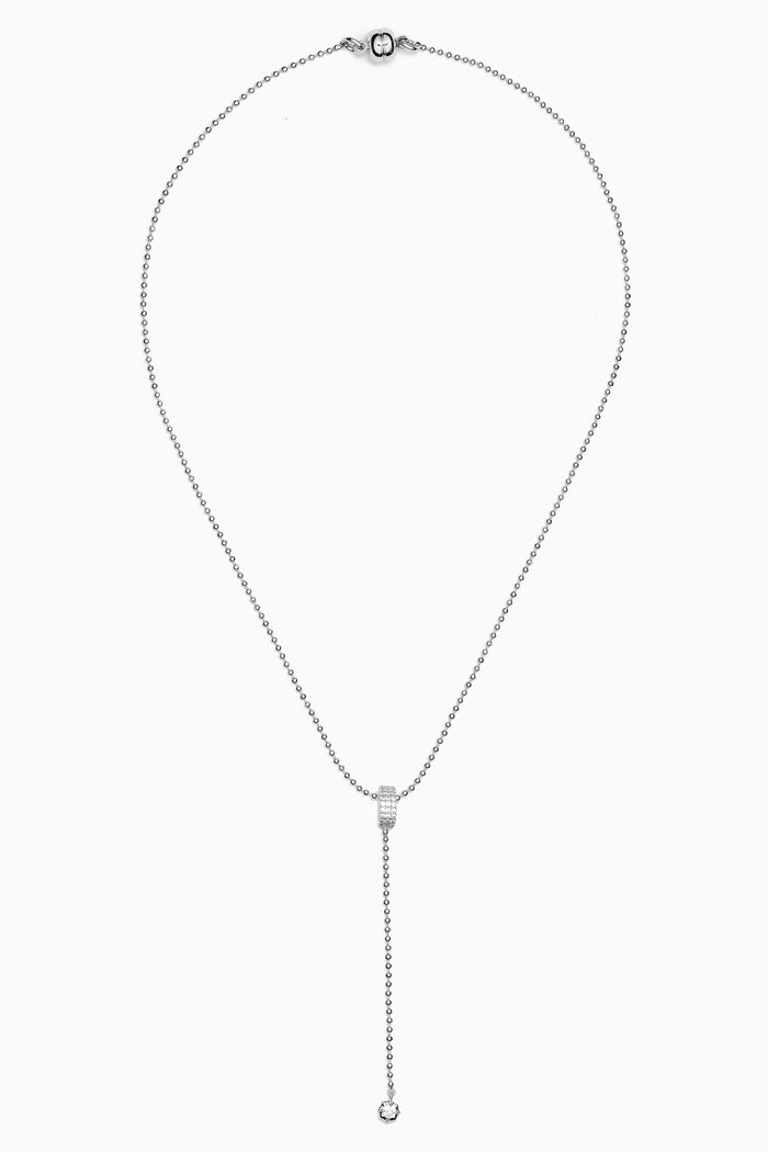 

Ball Chain Lariat Necklace in Silver-plated Brass