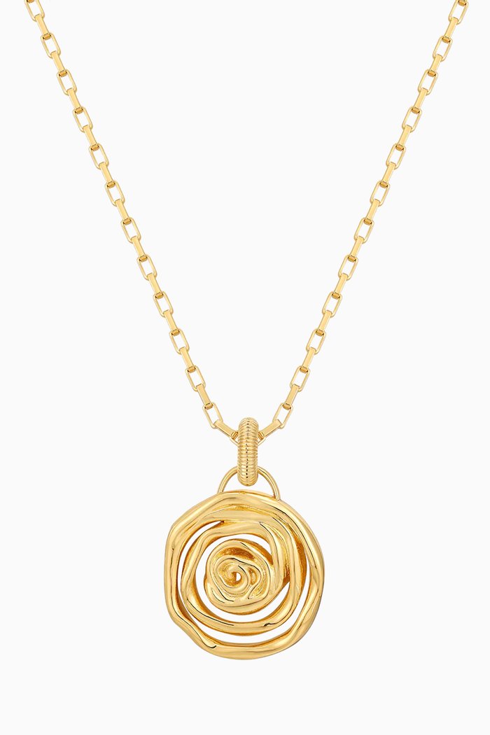 

Rosette Coil Pendant Necklace in Gold-plated Brass