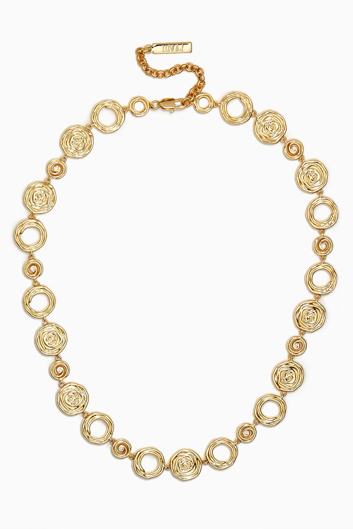 

Rosette Coil Link Necklace in Gold-plated Brass