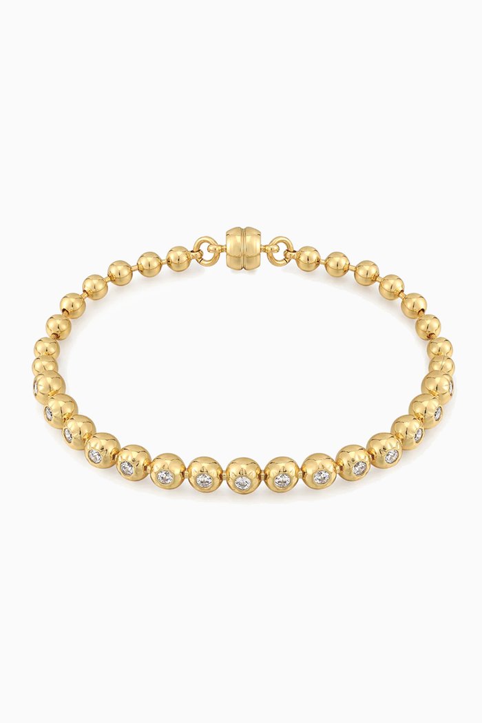 

Pave Ball Chain Bracelet in Gold-plated Brass