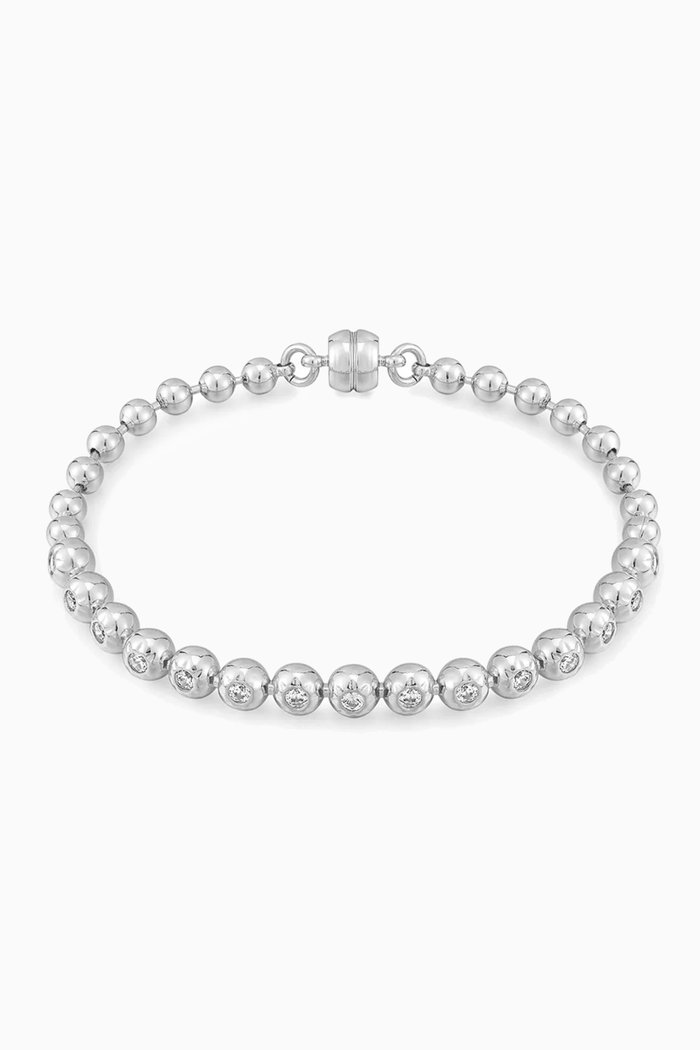 

Pave Ball Chain Bracelet in Silver-plated Brass