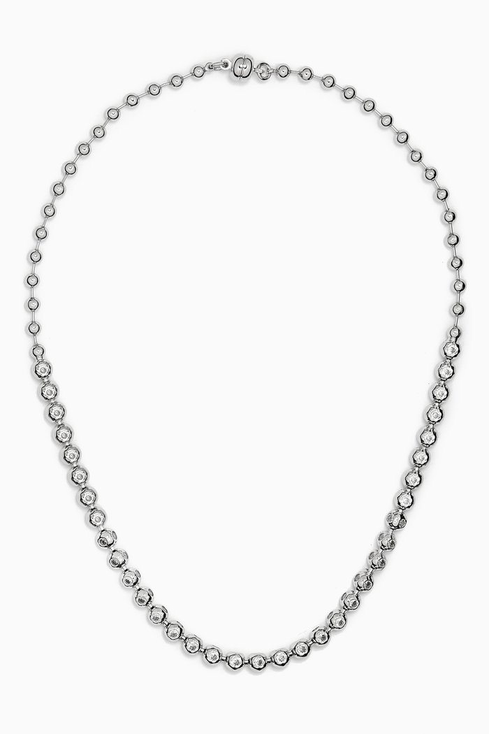 

Pave Ball Chain Necklace in Silver-plated Brass