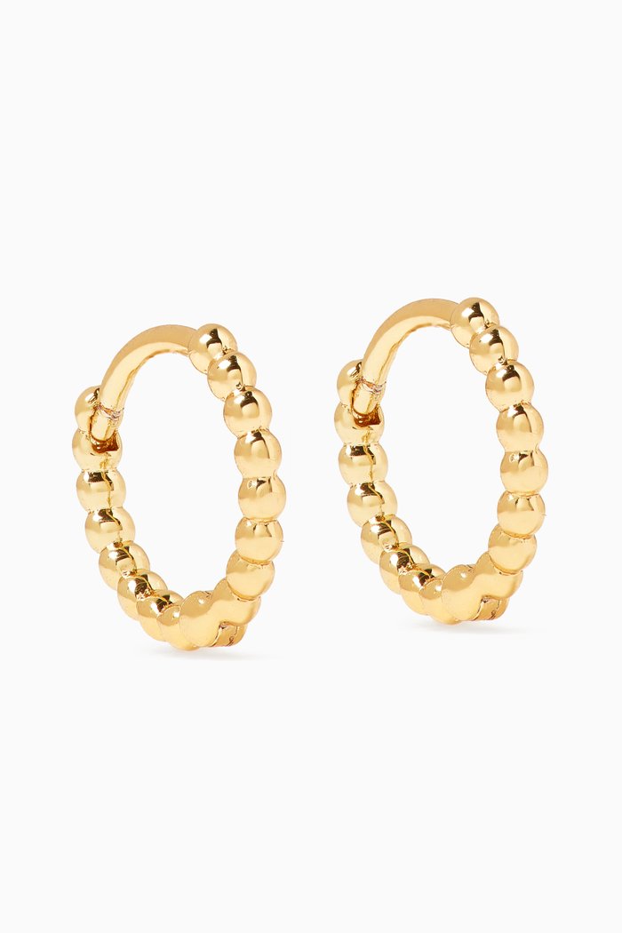

Mini Continuous Beaded Huggies in Gold-plated Brass