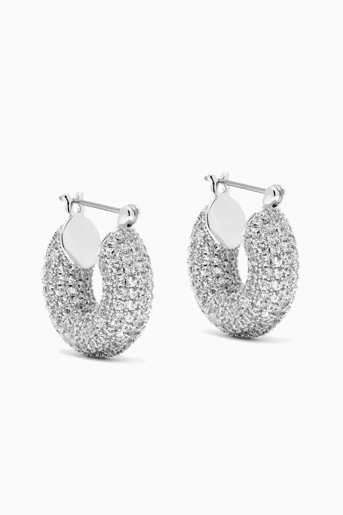 

Pave Mini Donut Hoop Earrings in Silver-plated Brass