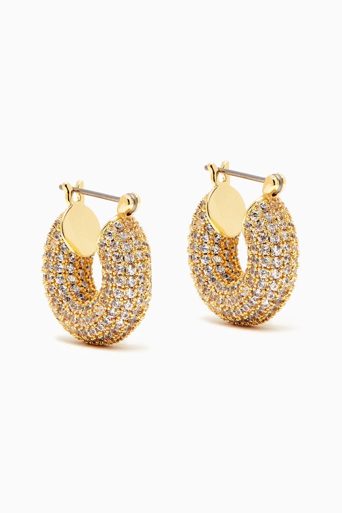 

Pave Mini Donut Hoop Earrings in Gold-plated Brass