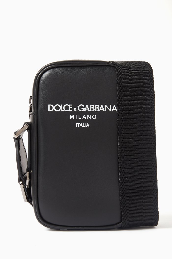 

Logo Crossbody Bag in Smooth Leather, Black