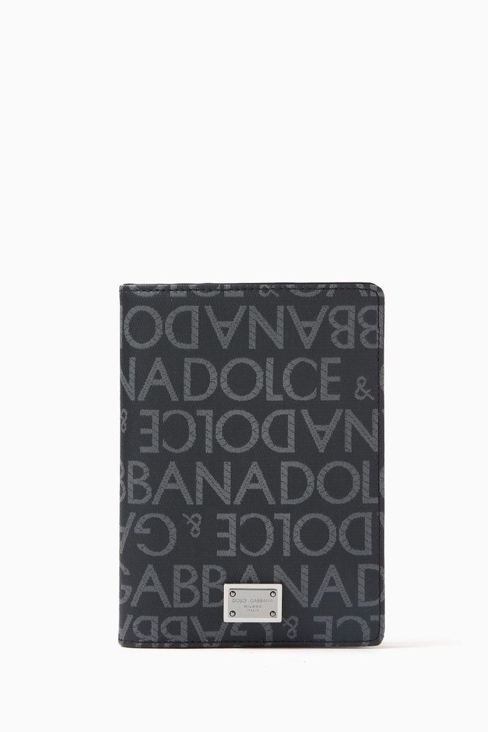 

Passport Holder in Logo Jacquard, Black