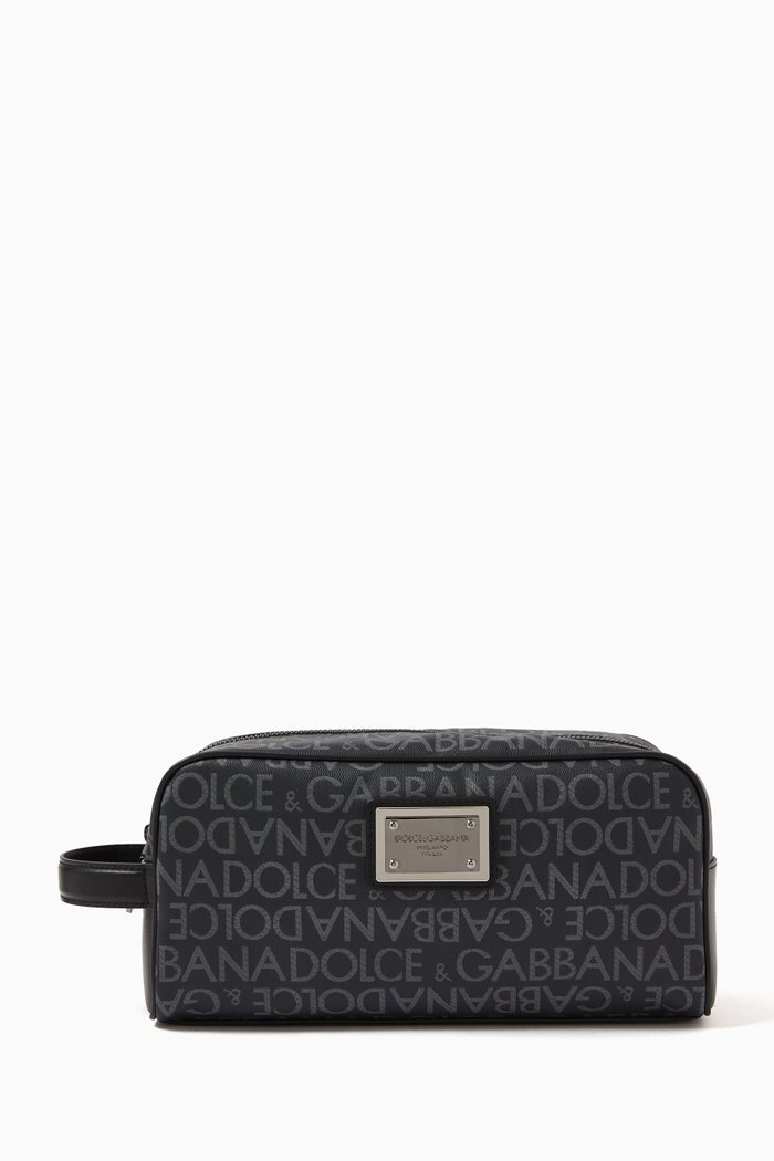 

DG Logo Wash Bag in Canvas, Black