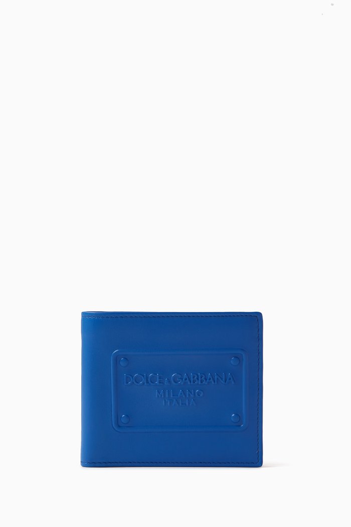

Logo Billfold Wallet in Smooth Leather, Blue