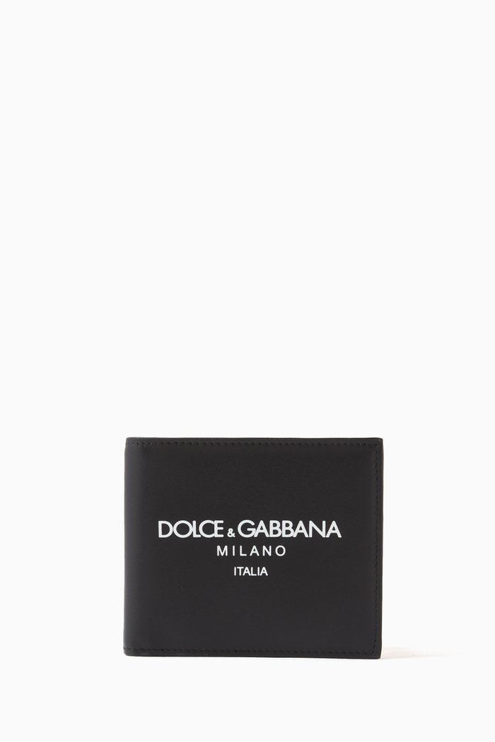 DG Logo Bi-fold Wallet in Leather, Black