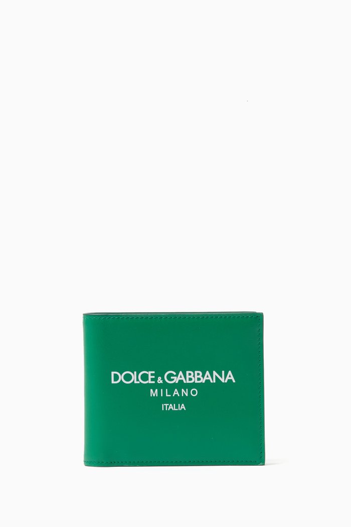 

DG Logo Bi-fold Wallet in Leather, Green