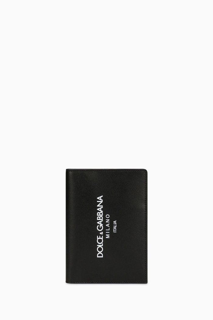 

DG Logo Passport Wallet in Leather, Black