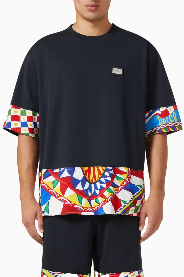 

Carretto Print T-shirt in Cotton Jersey, Multicolour
