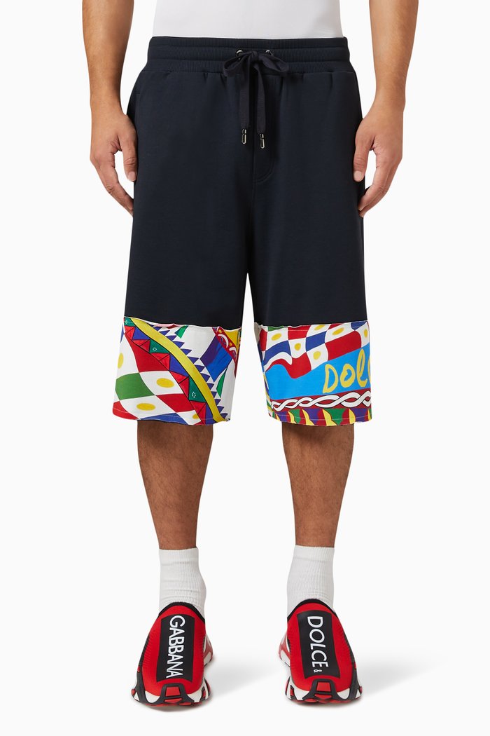

Carretto Print Shorts in Cotton Jersey, Multicolour