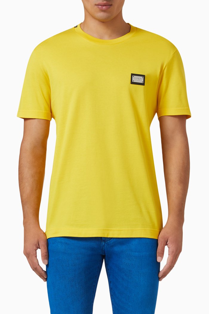 Logo T-shirt in Cotton Jersey, Yellow