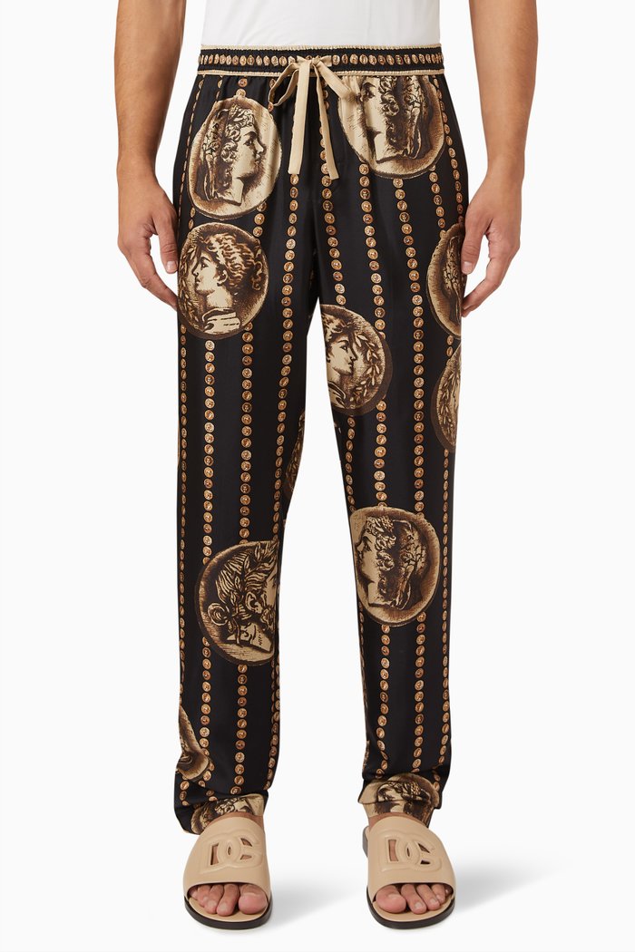 

Coin Print Pants in Silk Twill, Multicolour