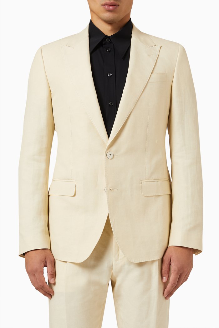 

Single-breasted Taormina Jacket in Linen Blend, Neutral