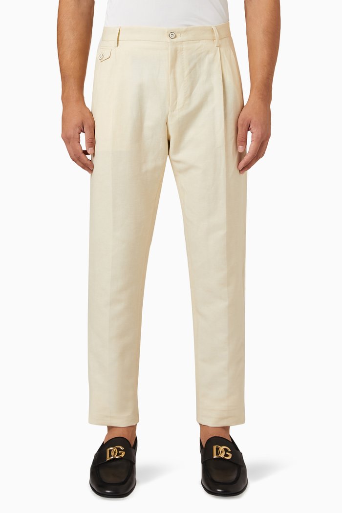 

Tailored Pants in Linen Blend, Neutral