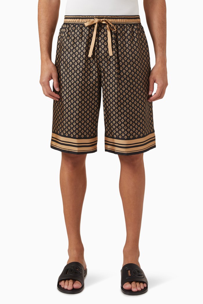 

Logo-print Jogging Shorts in Silk-twill, Black