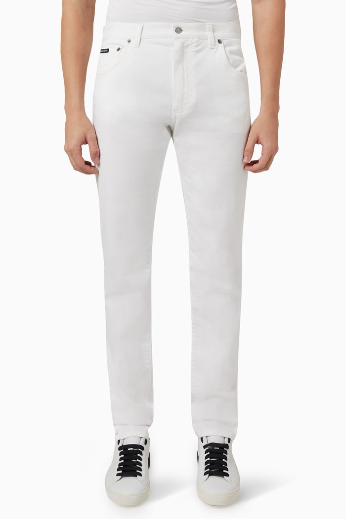 

Gray washed Slim-fit Jeans in Stretch Denim, White