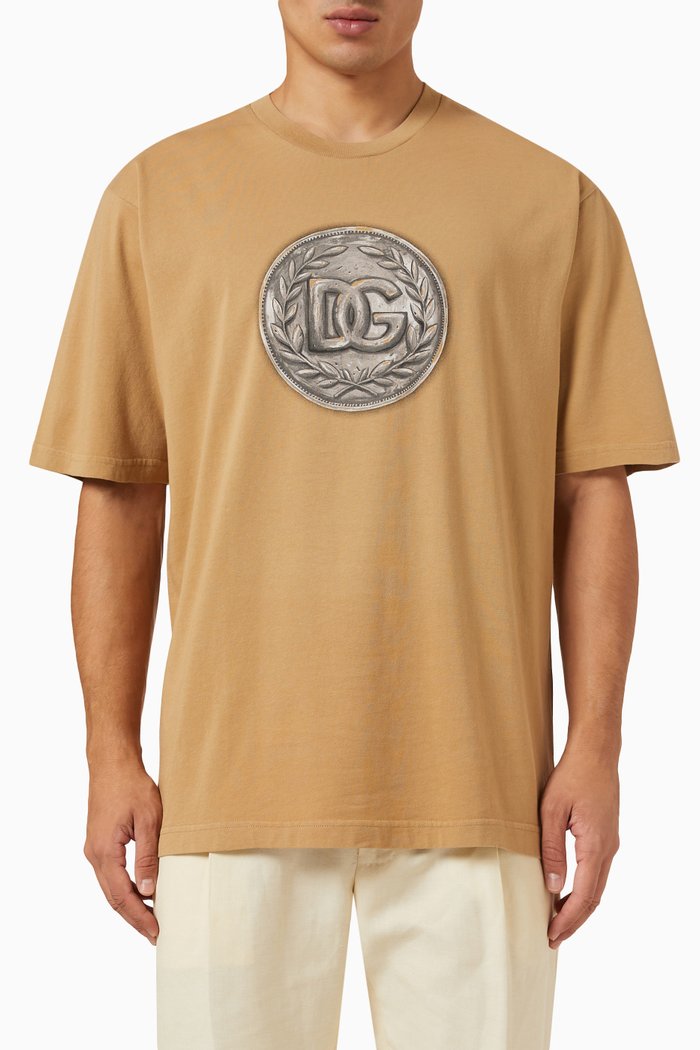 

Coin Print T-shirt in Cotton Jersey, Neutral