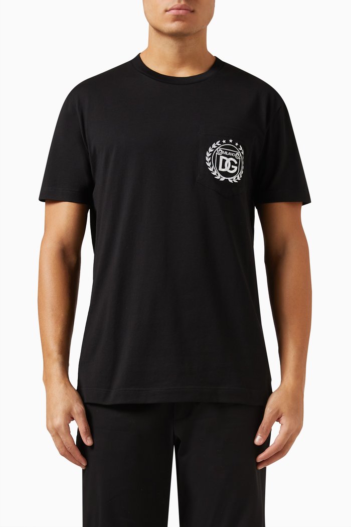 

DG Milano Logo-embroidered T-shirt in Cotton-jersey, Black