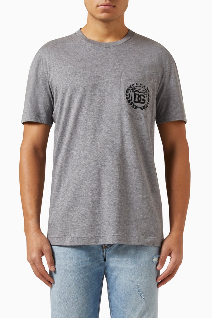 

DG Milano Logo-embroidered T-shirt in Cotton-jersey, Grey