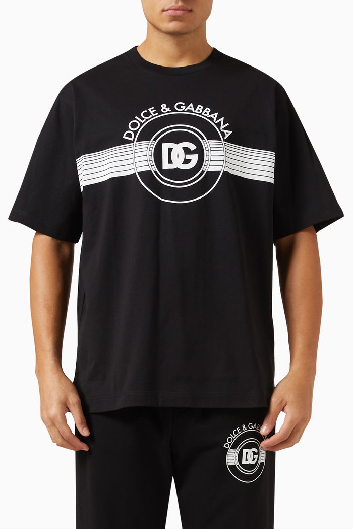 DG Logo-print T-shirt in Cotton-interlock, Black