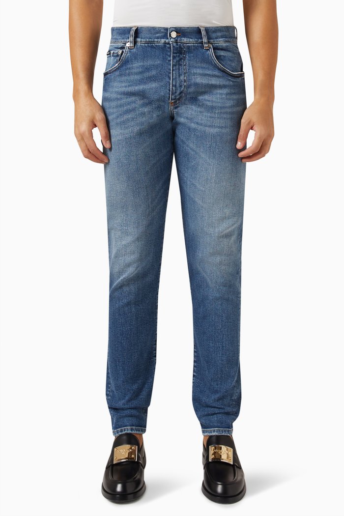 Washed Slim-fit Jeans, Blue