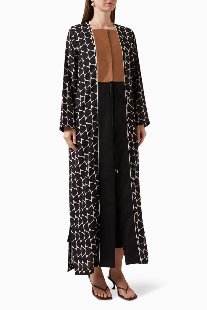 

Printed Abaya in Organza, Black