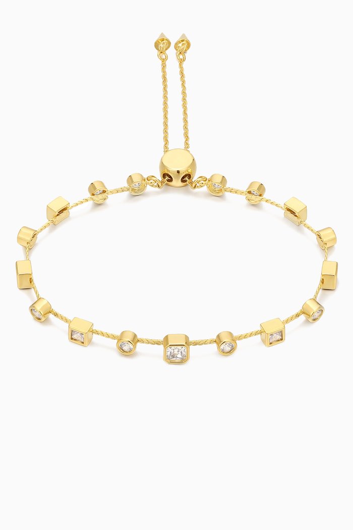 

Bezel Stone Stud Bracelet in Gold-plated Brass