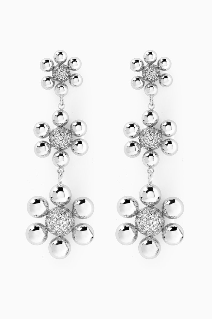 

Daisy Statement Earrings in Silver-plated Brass