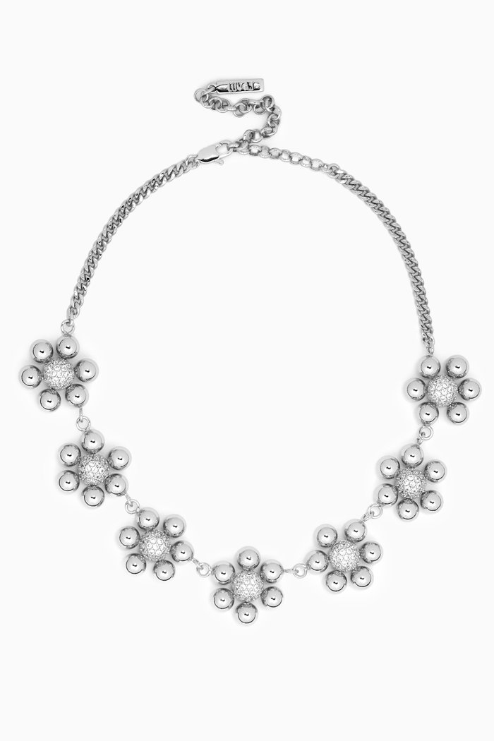 

Daisy Statement Necklace in Silver-plated Brass