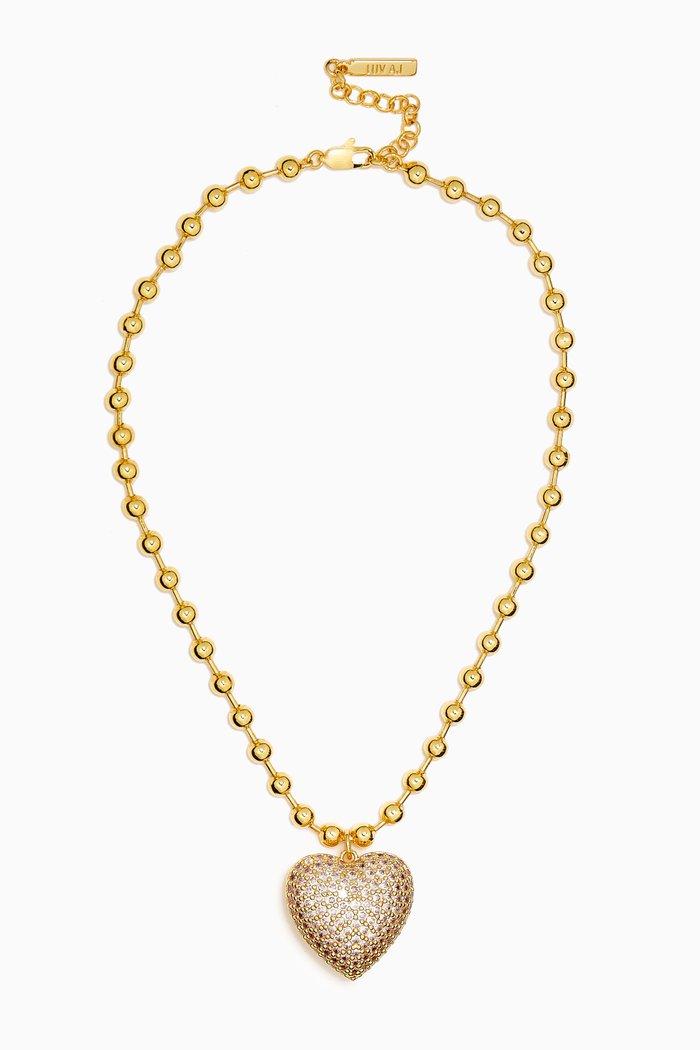 

Puffy Heart Statement Necklace in Gold-plated Brass