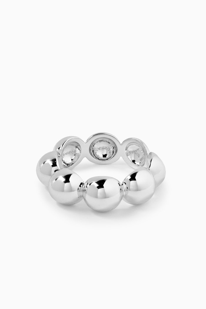 

Oversized Ball Chain Ring in Silver-plated Brass