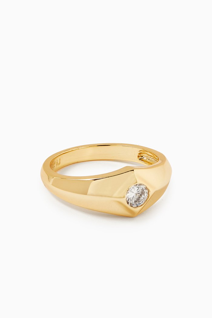 

Pyramid Stud Signet Ring in Gold-plated Brass