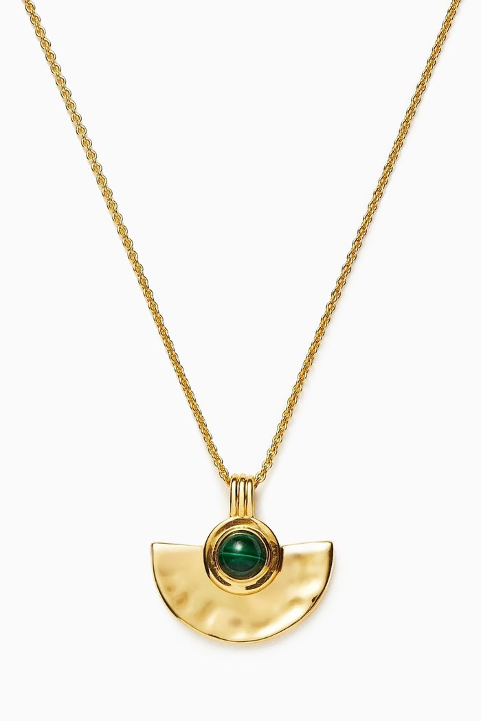 

Zenyu Gemstone Fan Pendant Necklace in 18kt Gold-plated Recycled Vermeil, Green