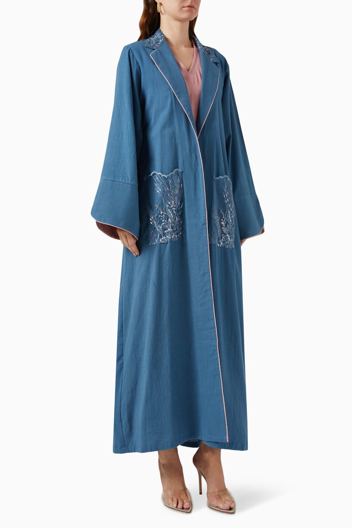 

Cicely Sequin-embellished Abaya Set, Blue