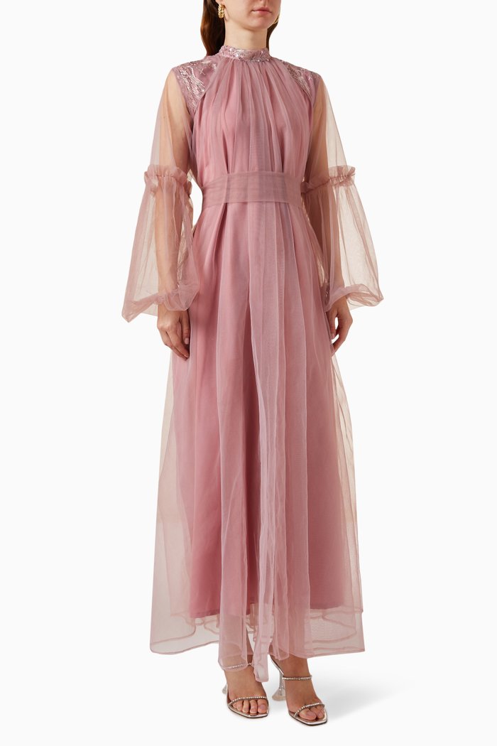 

Pixie Gathered Gown in Tulle, Pink