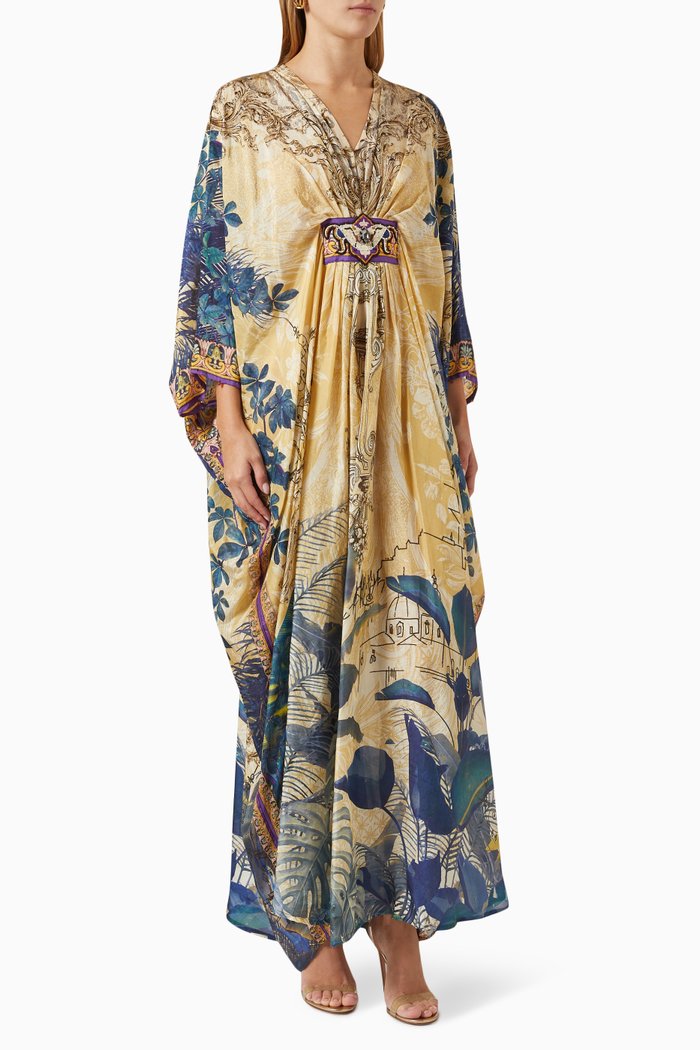 

Embroidered Kaftan in Silk, Yellow