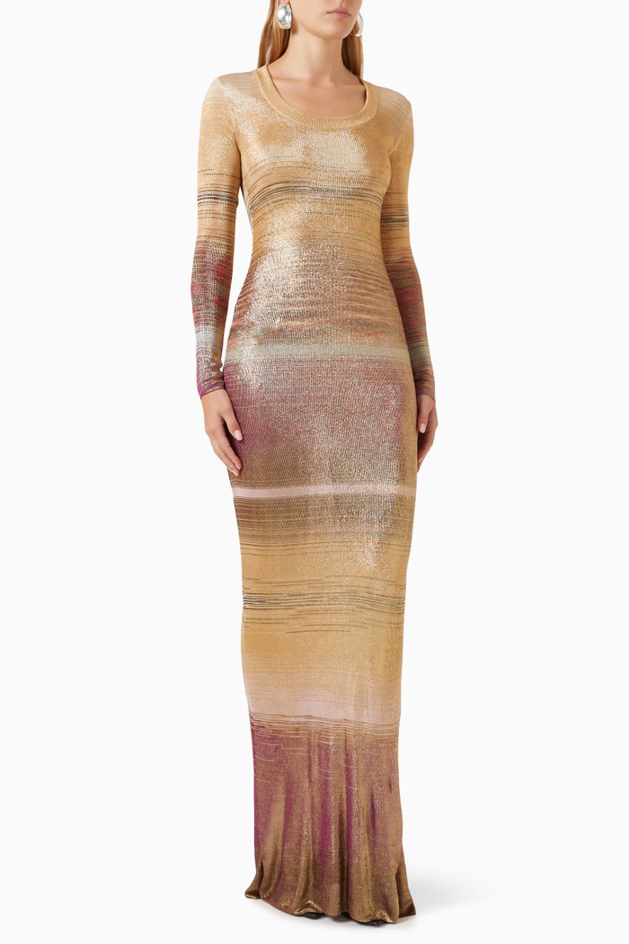 

Patterned Maxi Dress in Rayon, Orange