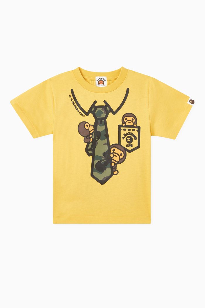 1st Camo Neck-tie Print T-shirt in Cotton-jersey, Yellow