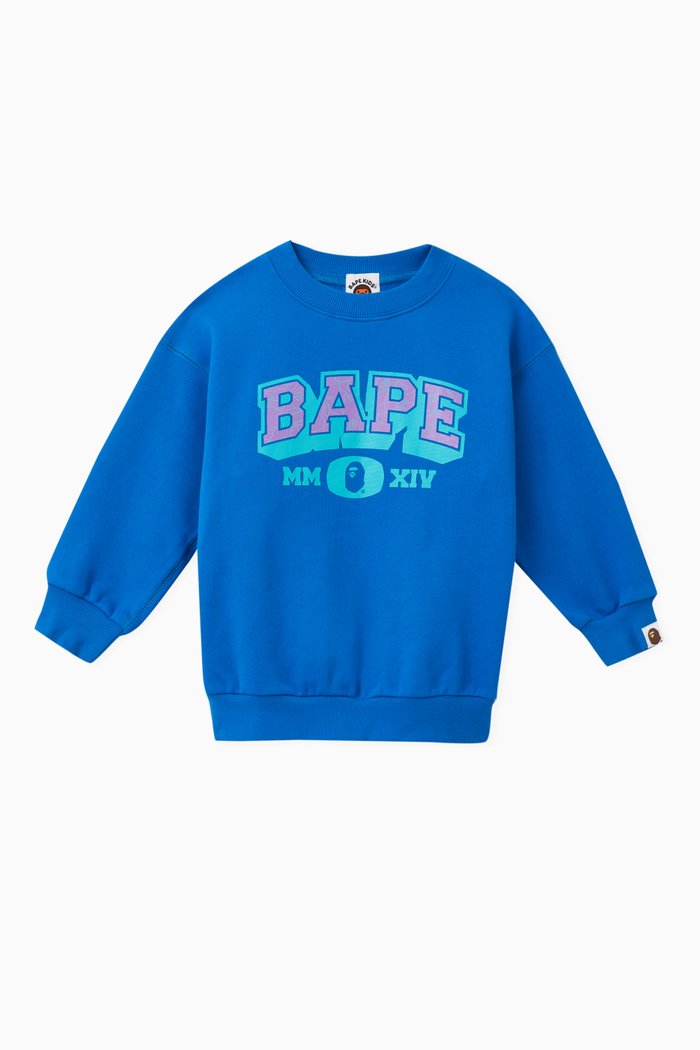 Bape Line Camo Crew Sweatshirt in Cotton, Blue