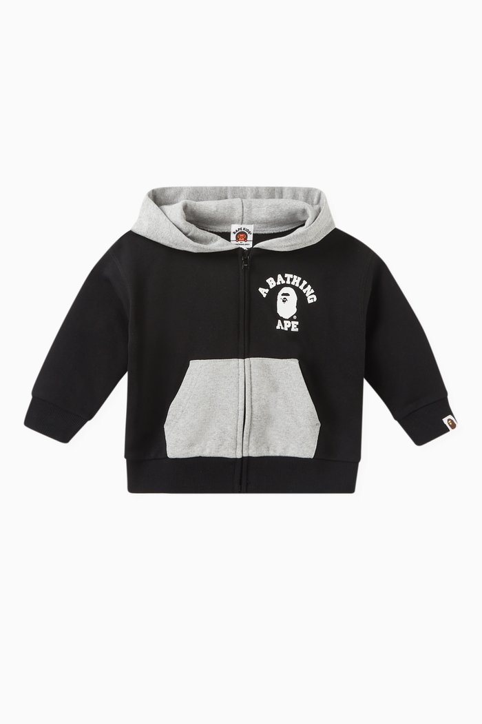 

College One Point Zip Hoodie in Cotton-fleece, Black