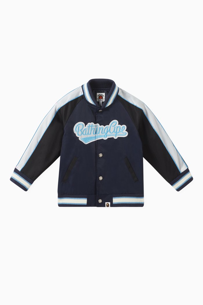 

Logo Patch Stadium Jacket in Cotton & Nylon, Blue