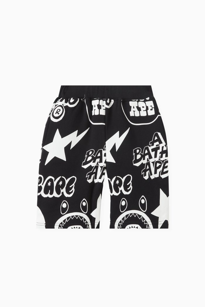 

Grafitti-print Sweatshorts, Black